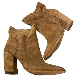 Vince Camuto Women’s Brown Suede Leather Ankle Boots Sz 10 Cowgirl Boho Festival